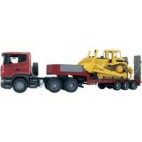 Bruder Scania R-Series Truck with Low Loader and Caterpillar Bulldozer (03555)