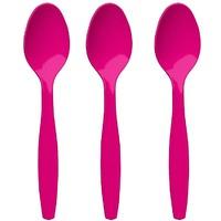 bright pink plastic party spoons