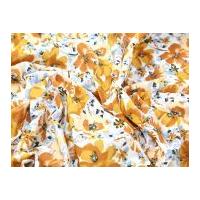 Bright Floral Polycotton Dress Fabric Orange