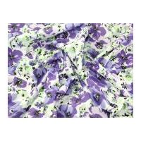 Bright Floral Polycotton Dress Fabric Purple