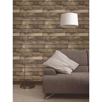 Brown Wooden Plank Effect Wallpaper - Fine Decor