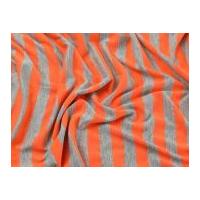 Broad Stripe Print Stretch Jersey Dress Fabric Grey & Orange