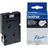 brother tc 201 black on white label tape 12mm