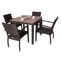 Bracken Style Apollo 4 Seater Square Rattan and Polywood Set with Armchairs