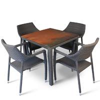 Bracken Style Isotop and Rattan 4 Seater Dining Set with Copper Table Top