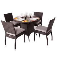 Bracken Style Cassius 4 Seater Round Rattan and Polywood Set with Side Chairs