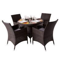 Bracken Style Fazzio 4 Seater Round Rattan and Polywood Set with Premium Armchairs