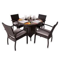 bracken style diego 4 seater round rattan and polywood set with armcha ...