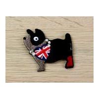 British Dog Embroidered Iron On Motif Applique Black