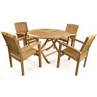 Bracken Style Oakham 4 Seater Round Teak Folding Table Set Bracker Style Oakham 4 Seater Round Teak Folding Table Set