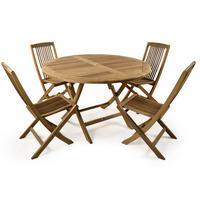 bracken style hampton 4 seater round teak folding set bracker style ha ...