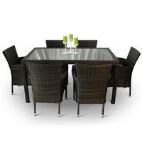 Bracken Style Rectangular Rattan Set with Inlaid Glass Top and Premium Chairs