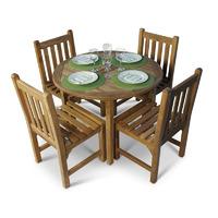 Bracken Style Teak 4 Seater Round Dining Set