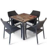 Bracken Style Isotop and Rattan 4 Seater Dining Set with Pallet Table Top