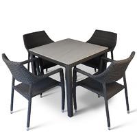 Bracken Style Isotop and Rattan 4 Seater Dining Set with Grey Table Top