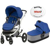 Britax Affinity 2 White Chassis Pram System-Ocean Blue (New) !Free Carrycot Worth £140!