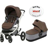 Britax Affinity 2 White Chassis Pram System-Wood Brown (New) !Free Carrycot Worth £140!
