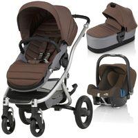 Britax Affinity 2 Silver Chassis 3in1 Travel System-Wood Brown (New) !Free Carrycot Worth £140!