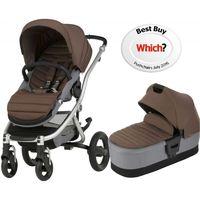 Britax Affinity 2 Silver Chassis Pram System-Wood Brown (New) !Free Carrycot Worth £140!