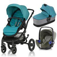 Britax Affinity 2 Black Chassis 3in1 Travel System-Lagoon Green (New) !Free Carrycot Worth £140!