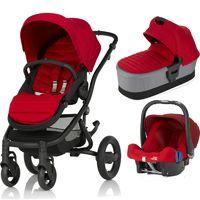 Britax Affinity 2 Black Chassis 3in1 Travel System-Flame Red (New) !Free Carrycot Worth £140!