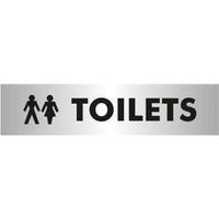 Brushed Aluminium Acrylic Sign 190 x 45mm Toilets bac111