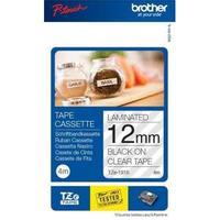 brother p touch tze 131s 12mm x 4m black on clear labelling tape