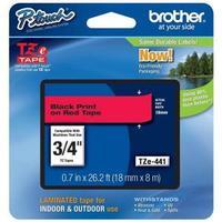 brother p touch tze 441 18mm x 8m black on red laminated labelling