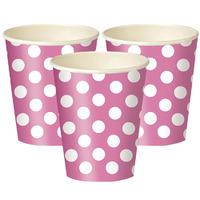 Bright Pink Polka Paper Party Cups