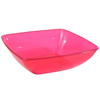 bright pink square plastic party bowl