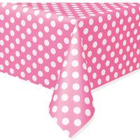 Bright Pink Polka Plastic Table Cover