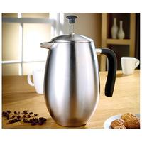Brushed Steel Thermal Cafetière 6 Cup + FREE milk frother