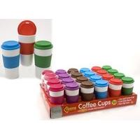 Brand New 16oz Double Walled Plastic Hot Drinks Cup Assorted Colours