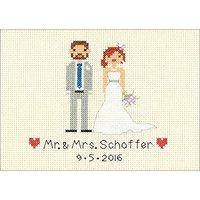 bride groom wedding record mini counted cross stitch kit 7x5 14 count