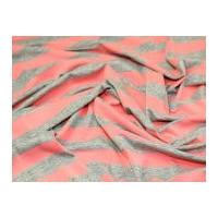 Broad Stripe Stretch Jersey Dress Fabric Coral & Marl Grey