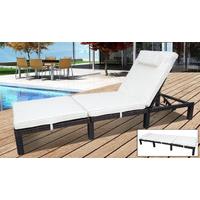 brown rattan sun lounger bed