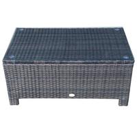 Brown Rattan Coffee Table Garden Furniture with Tempered Glass