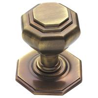 Brass Antiqued Finish Octagonal Front Door Knob 67mm