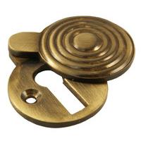 Brass Antiqued Finish Reeded Covered Keyhole Cover 32mm