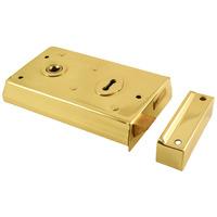 Brassed Rim Door Lock 138x75mm