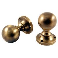 Brass Antiqued Finish Ball Style Interior Door Knobs 48mm