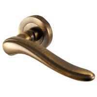 Brass Antiqued Finish Susy Lever on Rose Door Handle Set