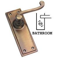 Brass Antiqued Finish Tudor Bathroom Door Handle Set
