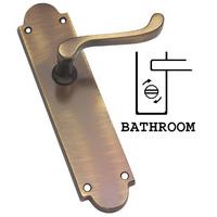Brass Antiqued Finish Shaped Scroll Bathroom Door Handle Set