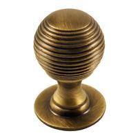 Brass Antiqued Finish Reeded Cabinet Knob