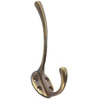 Brass Antiqued Finish Hat and Coat Hook 127mm