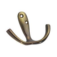 Brass Antique Double Robe Hook 64mm