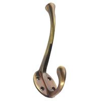 Brass Antiqued Finish Heavy Hat and Coat Hook 152mm