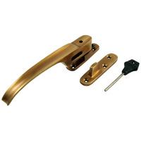 Brass Antiqued Finish Contemporary Locking Window Handle Fastener