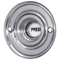 Bright Chrome 60mm Round Door Bell Ceramic Press